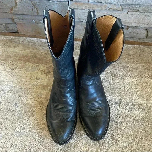Ariat Men’s Vintage Black Leather Cowboy Boots Embroidered Western 34601: 9D main image 9